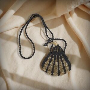 Antique Tiny Beaded Crocheted Purse Necklace From 1930s EXC